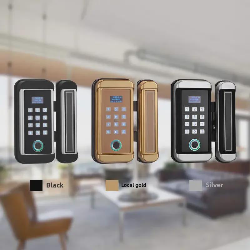 Smart Electronic Glass Door Lock with Fingerprint, Password, and Card Access for Home and Office