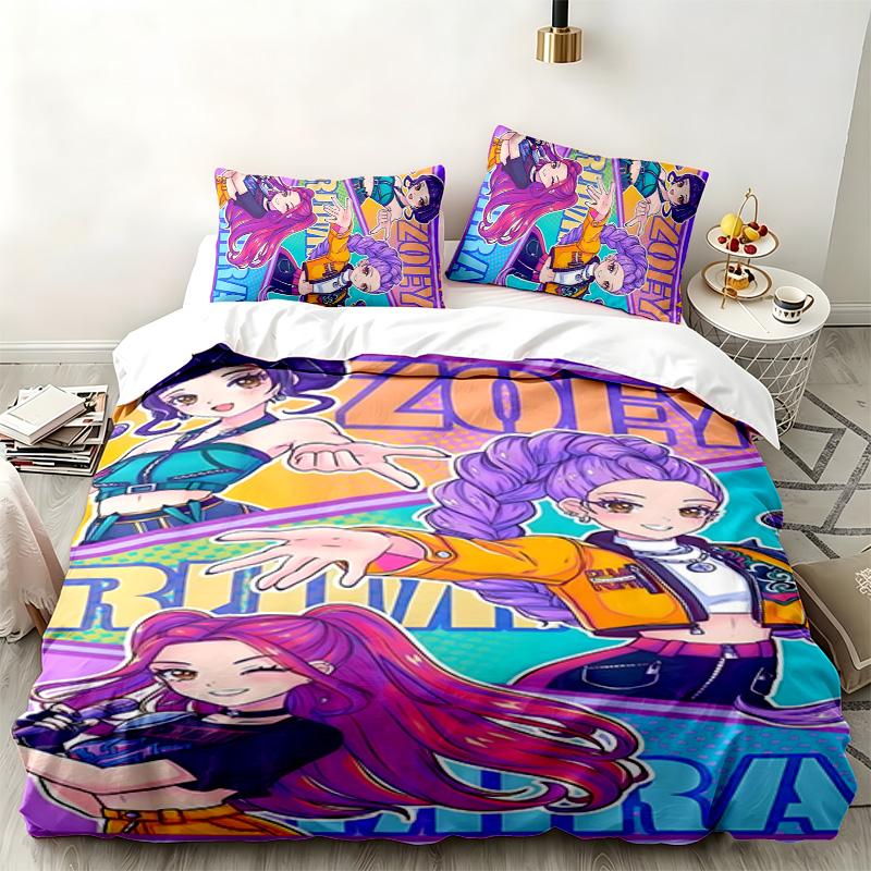 Kpop Demon Hunters 3pc Set Perfect for Bedroom Use Comfortable Bedding Set Includes a Duvet Cover and Two Pillowcases Ideal Birthday or Christmas Gift