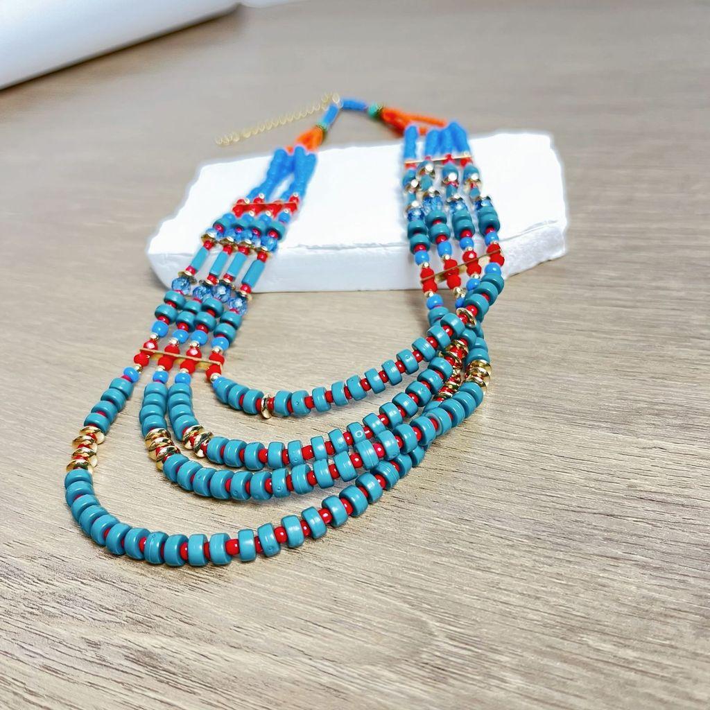Etniskt Halsband och Örhängen Set Med Pärlkedja För Kvinnor