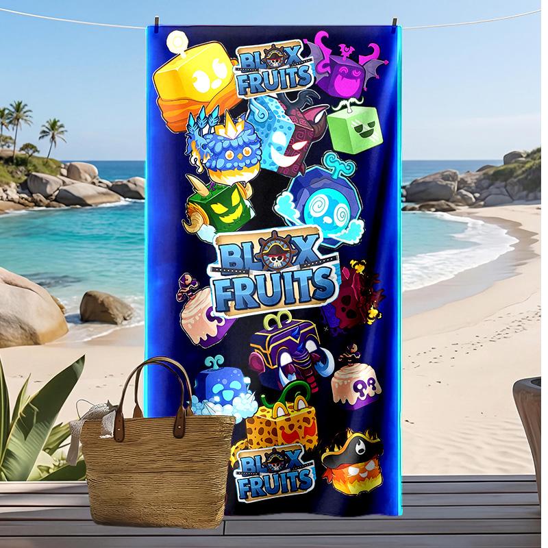 Asciugamano da Spiaggia Quick Dry Stampato Blox Fruits Asciugamano da Bagno Super Assorbente Morbido Leggero per Piscina Viaggi Estivi