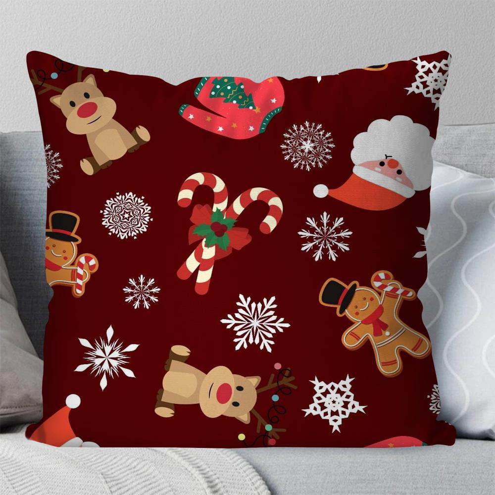 Lebkuchenmann Weihnachten Kissenbezug Quadratisches Kissen Schlafzimmer Sofa Freizeit Komfortkissen Auto Wohnzimmer Heimdekoration 40X40