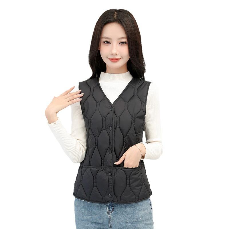 New Autumn and Winter Down Cotton Vest Women's Velvet Thickened Thermal Vest Short Vest Slim Body Vest