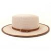 Sun Hats For Women Men Caps Flat Top Wide Brim Straw Hat Summer Beach Casual White Straw Hat Gorras Para Mujer