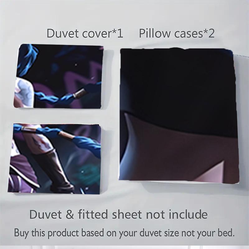 3pcs Jinx Blue Haired Warrior Home Decor Bedding Set-Perfect for Bedroom, Guest Room, Living Room, Hotels | Festive Gift for Fans, Travelers