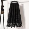 Elegant Plus Size Lace Patchwork Mid-Length Autumn Skirt