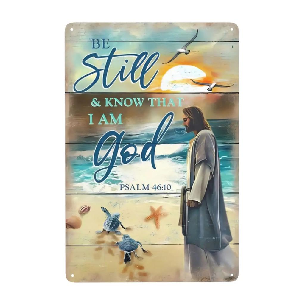 1pc Jesus Christ Metal Sign Focus On Me Not The Storm Vintage Decor Wall Sign for Home Cafes Pubs Club Tin Sign 8x12 Inch