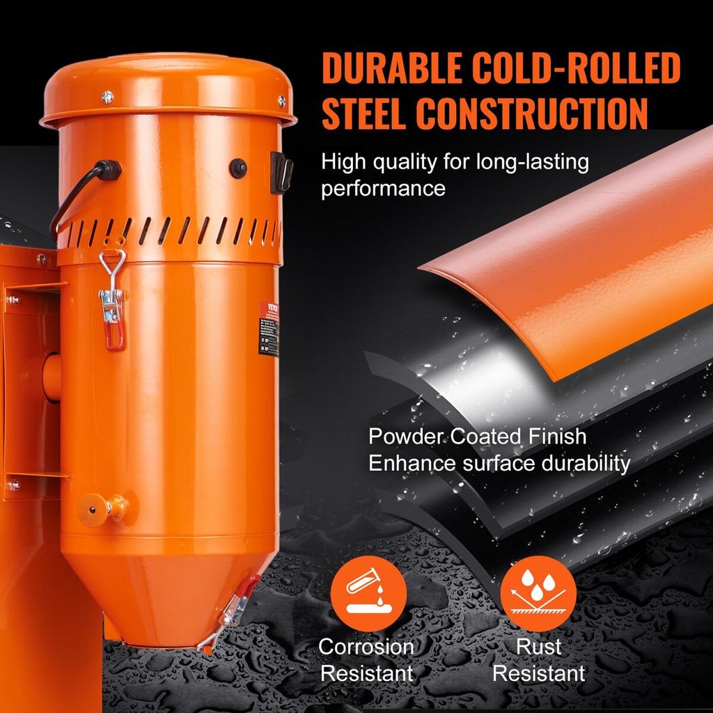 Dust Collection System: 1450W Dust Collector Media Reclaimer with 1.8 Gallon Capacity - Universal Fit for Sandblaster Cabinets and Media Blasters