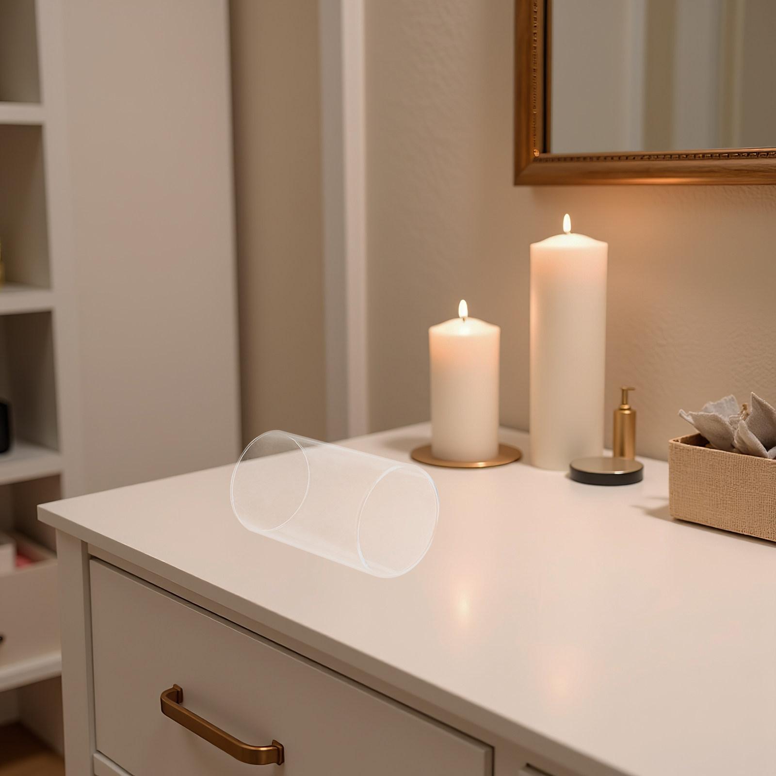 

Clear Glass Cylinder Cover Pillar Holder Transparent Shade Decorative Cylinder Candleholders 10X7X7CM