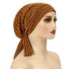 Trendy Long Tail Strap Hijab Turban Hats Muslim Solid Color Head Wraps Elastic Breathable Chemo Cap For Women Girls