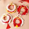 Cotton Polyester Pet Bow Bib Collar Bow Lace Plaid Pet Saliva Towel with Bell Pendant Puppy Accessories Dog Necklace New Year