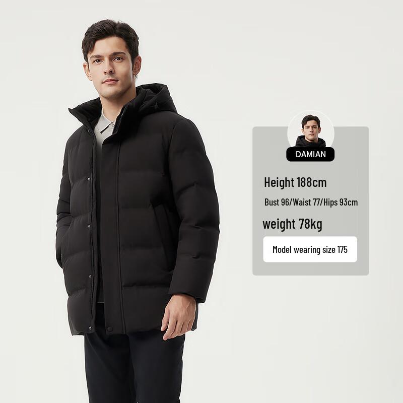 Tanboer Men's Detachable Hood Loose Fit Down Jacket 510505D