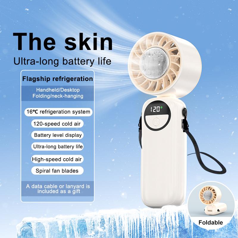 Mini Ice Compress Handheld Turbo Jet Fan Adjustable Wind Speed Type-C Rechargeable Portable Foldable Fan Outdoor Turbo Neck Fans
