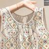 Sybyl She Embroidered Round-Neck Sleeveless Vest Top
