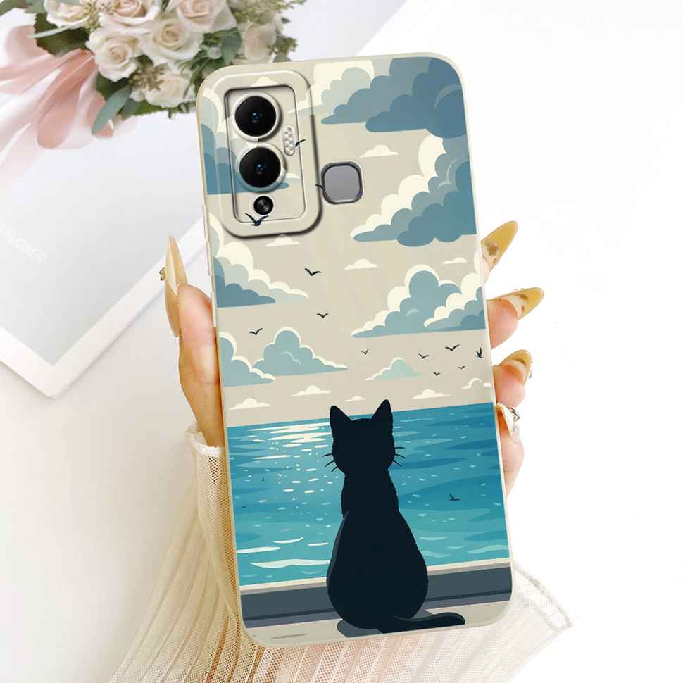 Casing For Infinix Hot 12 Play Cover X6816C X6816 Silicone Cat Dragon Pattern Case For Infinix Hot12 Hot 12 Play Shell Covers