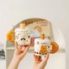 Cartoon Bear with Lid Spoon Large Capacity Student Ceramic Cup Underglaze Color Set Household Mug Small Gift Cup