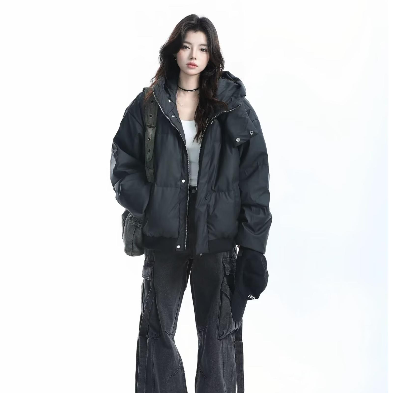 

Women s 2024 Winter Retro Hooded Down Cotton Jacket - New Trendy Warm Coat M