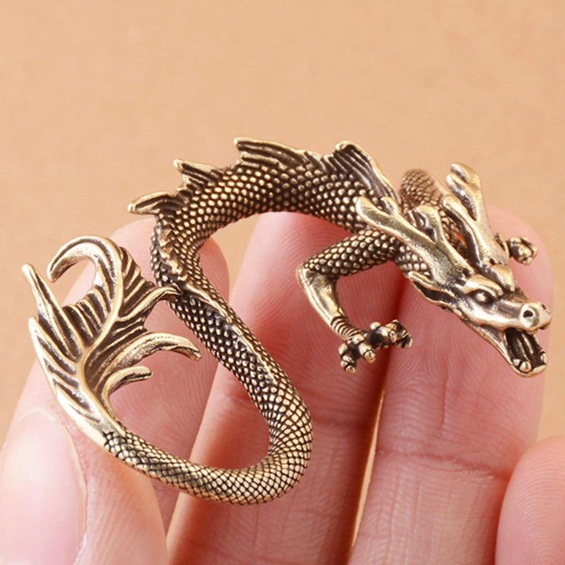 1Pc Brass Dragon Figurine Desktop Home Tea Pet Best Gift Wealth Cabinet Ornaments Decoration Figurine Brass Dragon Miniatures