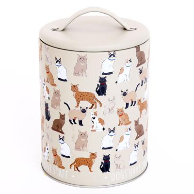 [A3086] – Graue Metallbox im „Cats“-Design – 165 x 110 mm