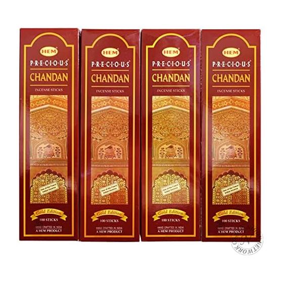 HEM Indian Incense Stick Type [Precious Chandan] Economy Pack (Set of 4)