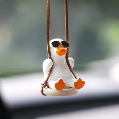Cute Duck Car Pendant Swing Car Rearview Mirror Charm Pendant Charm Car Interior Jewelry