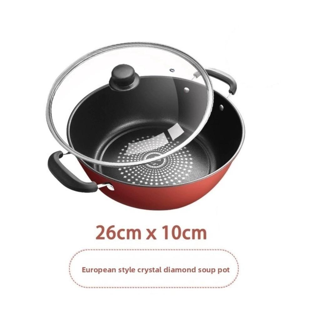 Non Stick Soup Stew Broth Pot Diamond Frying Pan Skillet Cast Iron Pot  Gas Induction Cooker