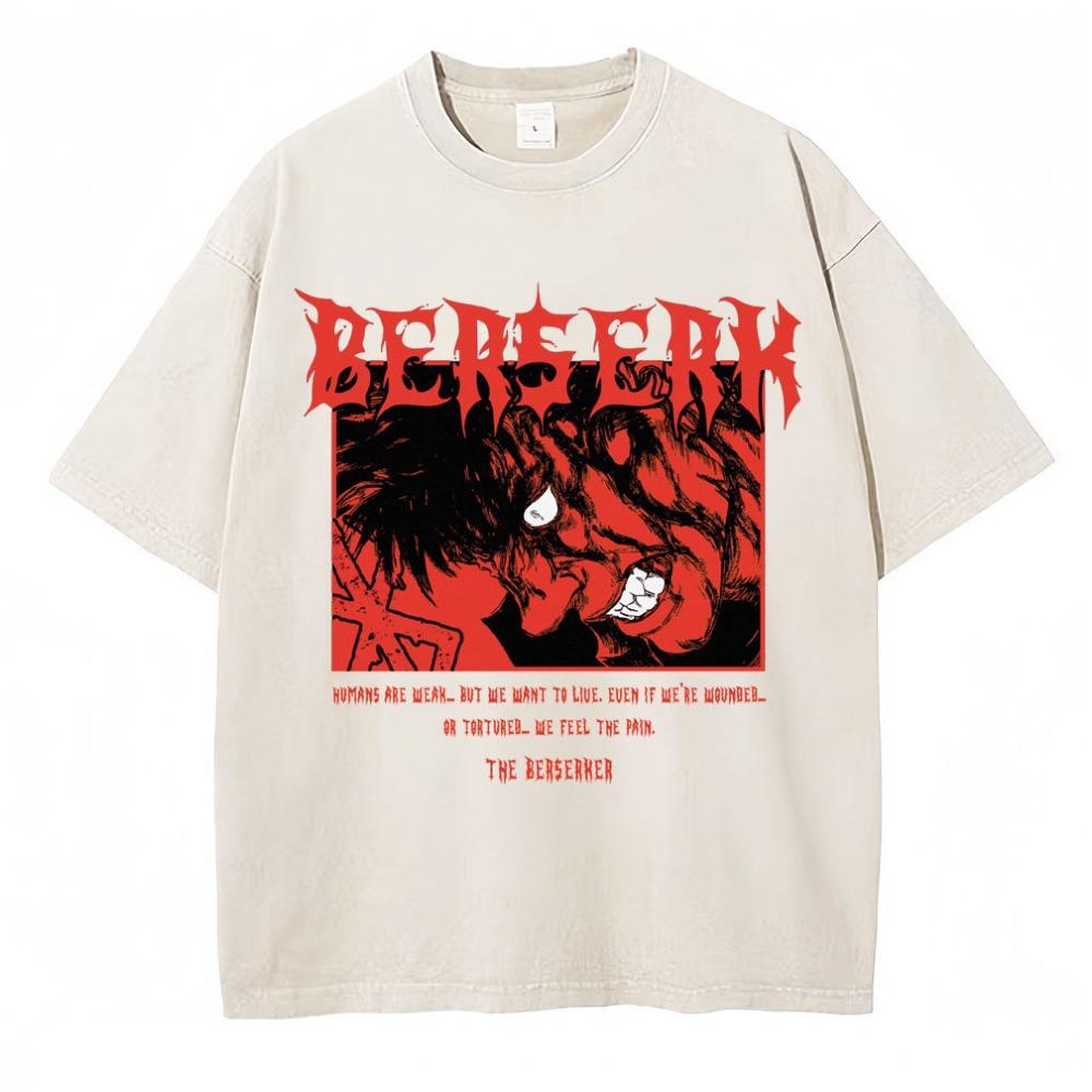 Washed Anime Berserk Guts Classic T-Shirts Manga Gatsu Griffith Zodd Trend T-shirt Men Women Oversized  Cotton Casual Tee Shirt