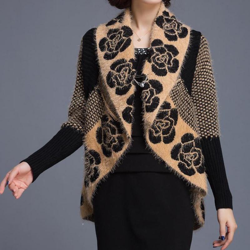 Autumn and Winter Cardigan Sweater Coat Women's Mid-length Thickened Long-sleeved Loose Knitted Sweater Large Size Shawl Mother Autumn Clothes