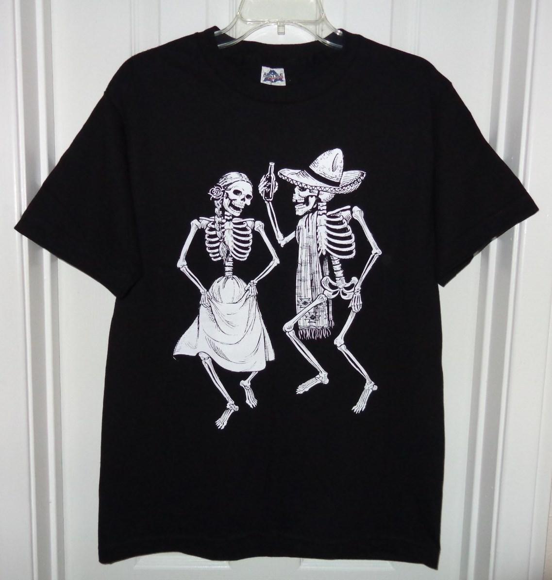 Dia De Los Muertos Day of the Dead Dancing Skeletons Novios T-Shirt Unisex M NEW S