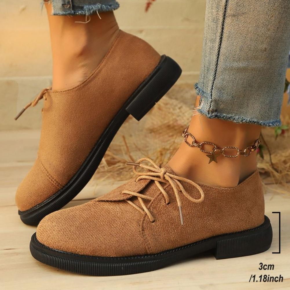 Mode Clasic Schnürschuhe Wildlederimitat Runde Pumps Schuhe Damen Vintage Mix Farbe Mittelhoch Einzelne Schuhe Frauen Heißer Verkauf Große Größe Slipper Mujer