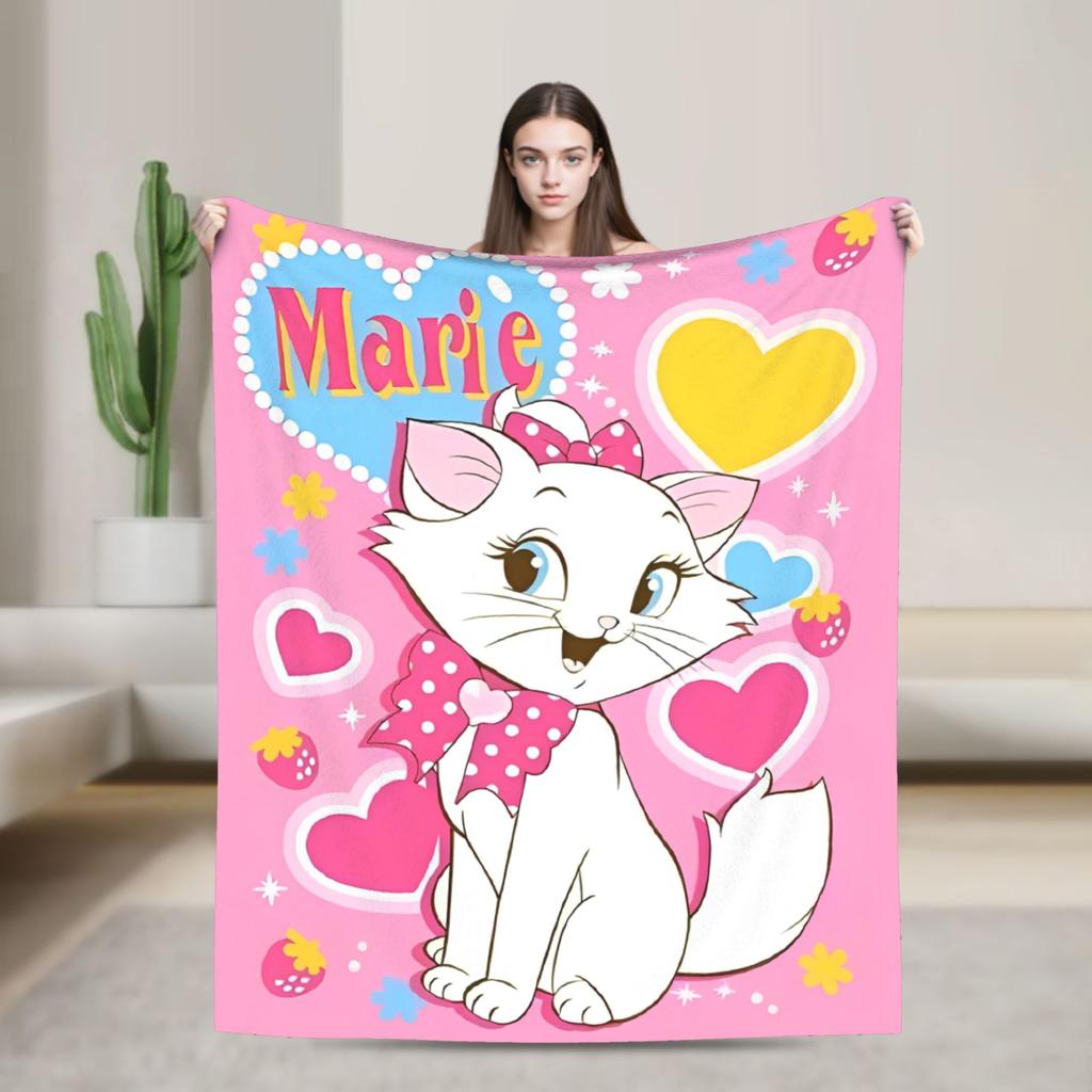 Marie Cat Cartoon  Warm Soft Blanket  Camping Plush Throw Blanket Fashion Home Decor Flannel Bedspread Sofa Bed Cover