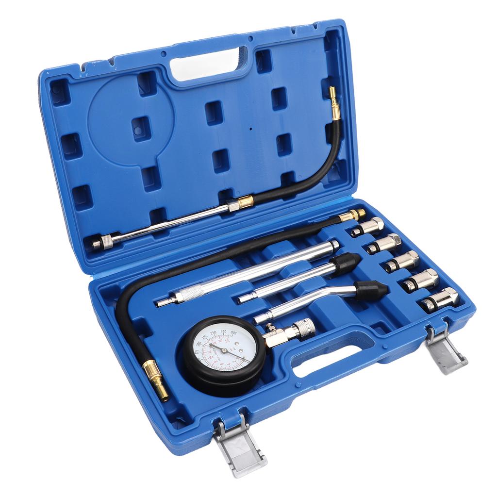 17pcs Cylinder Compression Tester Kit 0‑300PSI Engine Uvinersal Cylinder Pressure Detection Digital Gauge