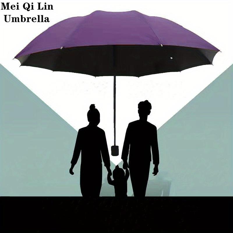 A 130cm super large foldable umbrella with sun protection, windproof strong reinforced with 10 bones, sturdy for three people