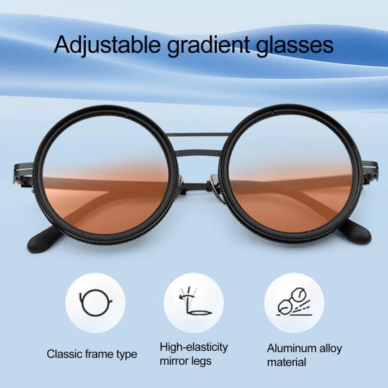 Adjustable Tint Sunglasses for Men Women UV Protection Round Polarized Sunglasses Retro Circle Eyeglass with Gradient Lenses