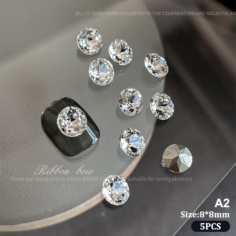 5Pcs Sparkle Sharp Diamond Nail Art Rhinestones Jewel Decoration Mix Clear White Nail Charms Ornaments