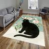 Black Cat Flowers Pattern Area Rug, Office Carpet Indoor Outdoor Entrance Doormat, Non-Slip Soft And Comfortable, Living Room, C122040