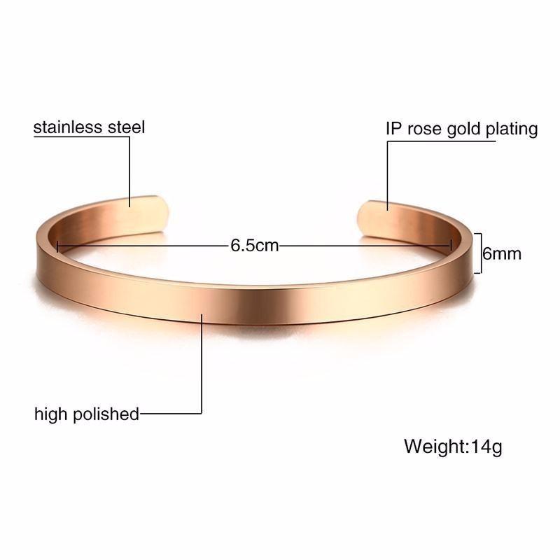 Vnox Kundenspezifisches Basic Klassisches Armreif für Herren Damen Glänzender Edelstahl Schlichter Manschettenarmreif Personalisierter Name Geburtstagsgeschenk