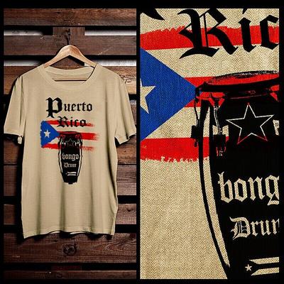 Puerto Rico T-shirt The Bronx Puerto Rican Flag Boricua Bongo Drums WHITE Tee