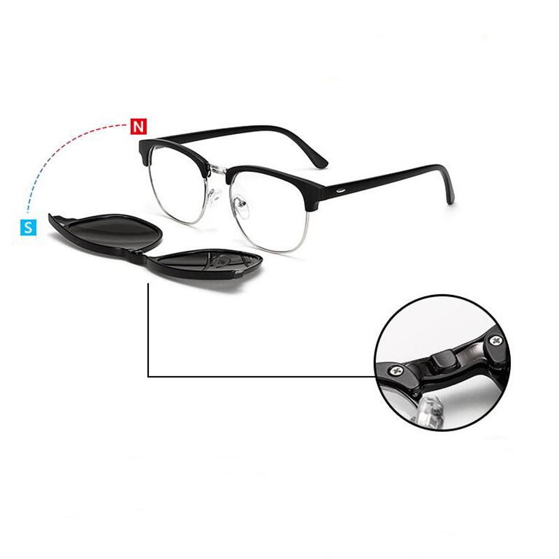 2 In 1 Magnet Clip Square Nearsighted Glasses Women Men 0 -0.5 -0.75 To -6.0  Farsighted Sunglasses Power +0.5 +0.75 To +4.0