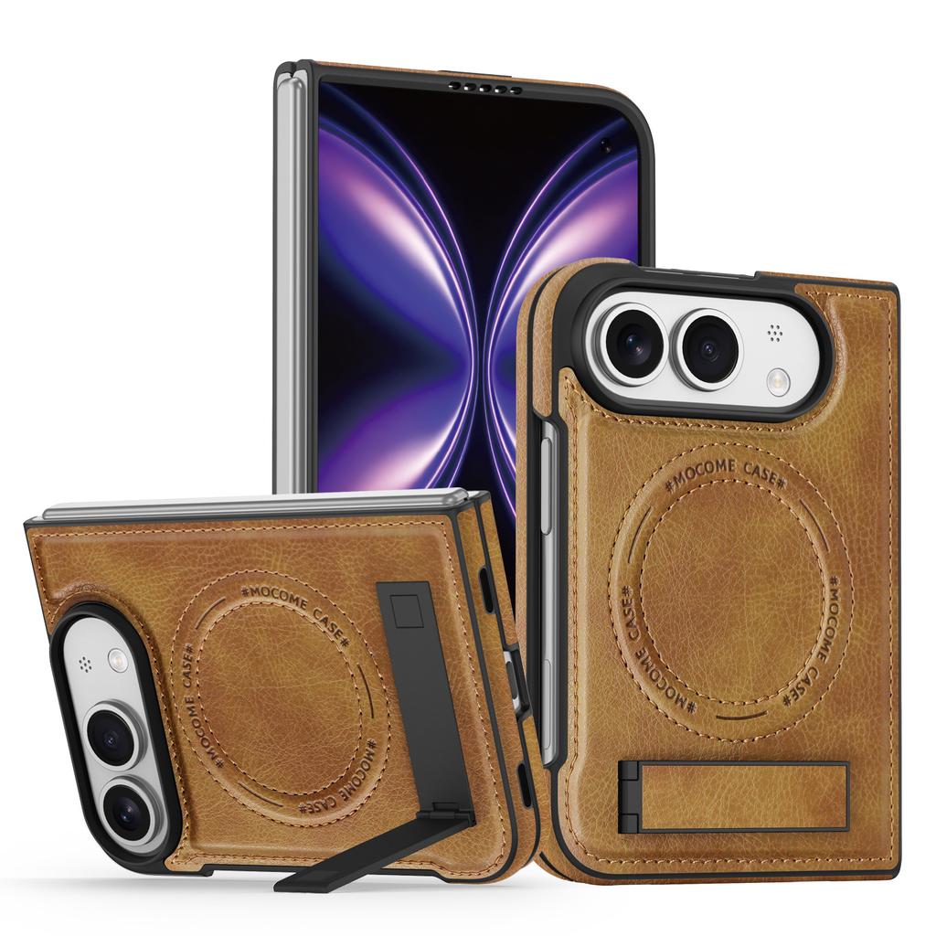 Magnetic Wireless Charging for IPhone Duo Phone Case for IPhone Fold Vintage Leather Kickstand Hard Shockproof Anti Scartch Protective Cover