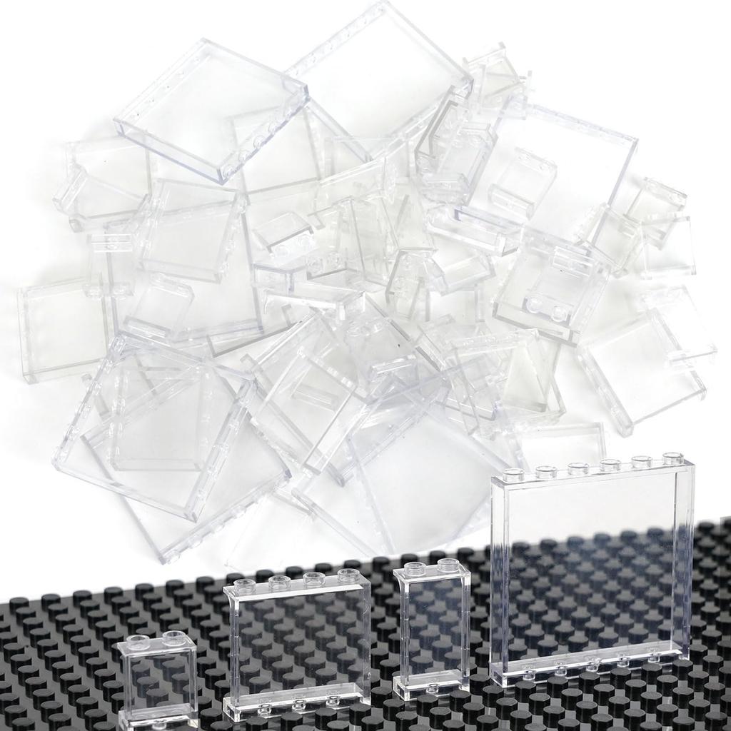 Clear Window 60 Transparent Building Blocks Home Compatible Classic Building Blocks Mixed Set, Accessories, (Transparent Sizes)