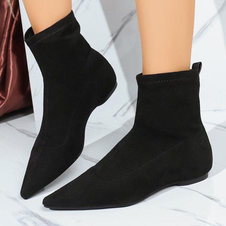 Skinny Short Boots Elastic Boots Skinny Pointed Thin Boots Style Casual Height Increase Year-round Versatile Daily