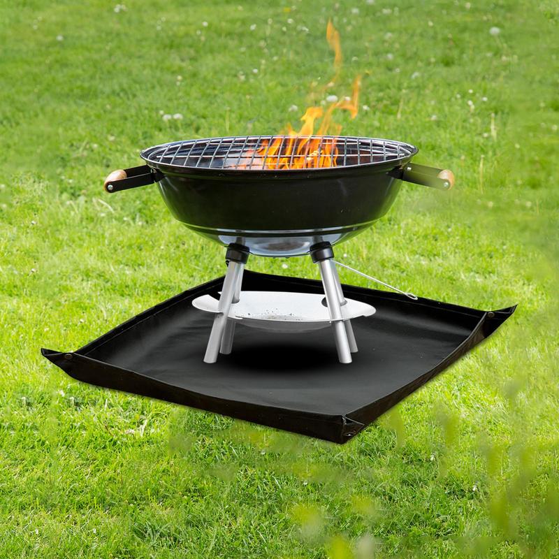 Fire Pit Mat Fireproof Camping Heat Resistant Mat For Fire Pit Grilling Barbecue Camping Reusable Patio Protection Mat Stove