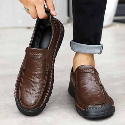Zapatos de Cuero para Hombre Mocasines Hechos a Mano Loafers Zapatos Planos Slip-on Zapatos para Caminar