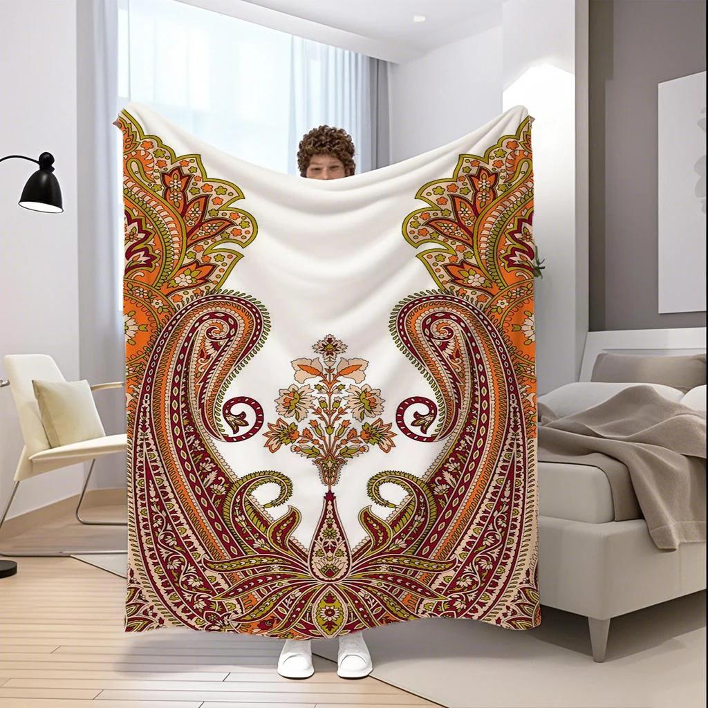 Paisley Pattern Blanket Microfiber Flannel Cover Blanket Bedroom Living Room Sofa Soft And Comfortable Home Decoration