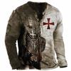 Høst Ny Herreklær 3D Digitaltrykk T-skjorte Herre Sport Mote Knapp T-skjorte
