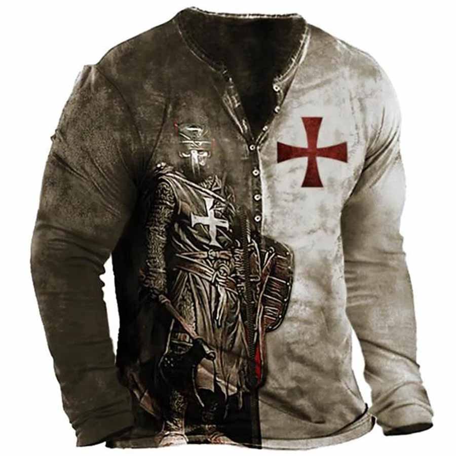 Høst Ny Herreklær 3D Digitaltrykk T-skjorte Herre Sport Mote Knapp T-skjorte