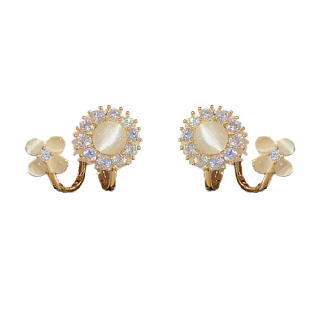 Elegant Cat's Eye Flower Stud Earrings for Women - High-End S925 Silver Needle Jewelry