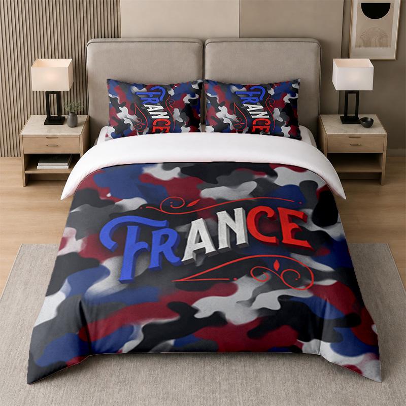3Pcs Bedding SetFrance Football Soft Bed Sheet and Two Pillowcases Home Bedroom Decor
