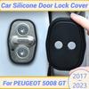 For PEUGEOT 5008 GT 2017- Silicone Car Door Lock Buckle Protection Cover Elastic Anti-Collision Shock Absorbing Pad Cushion