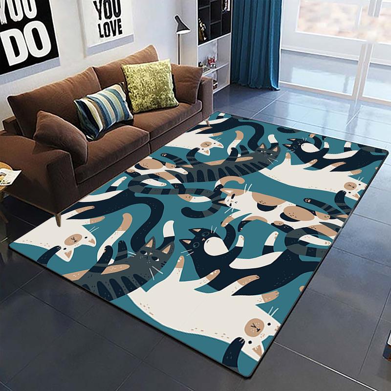 Cute Cat Carpet Yoga Living Room Children's Crawling Mat Picnic Mat Kawaii Rug Doormat Area Rug Games Area Washroom Floor Mat